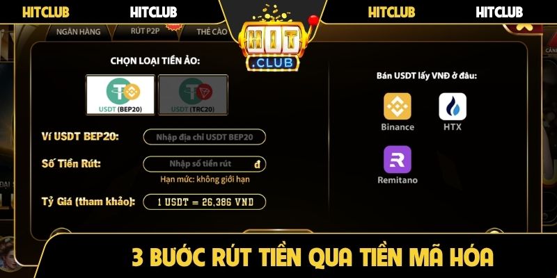 3 bước rút tiền qua tiền mã hóa