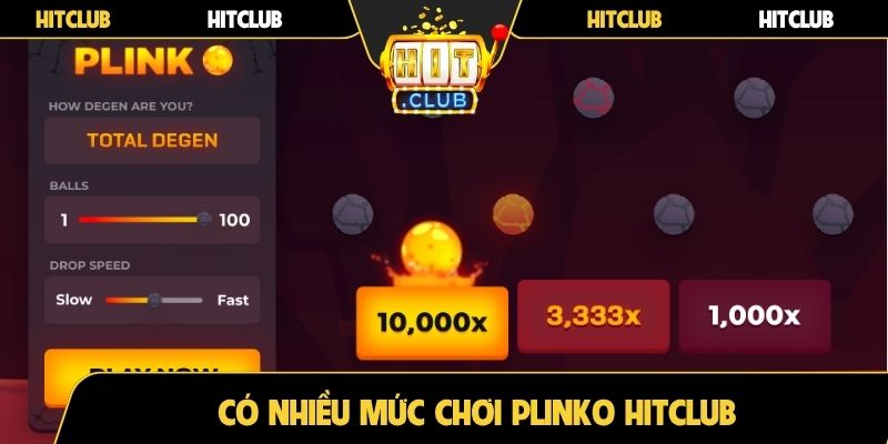 Có nhiều mức chơi Plinko Hitclub